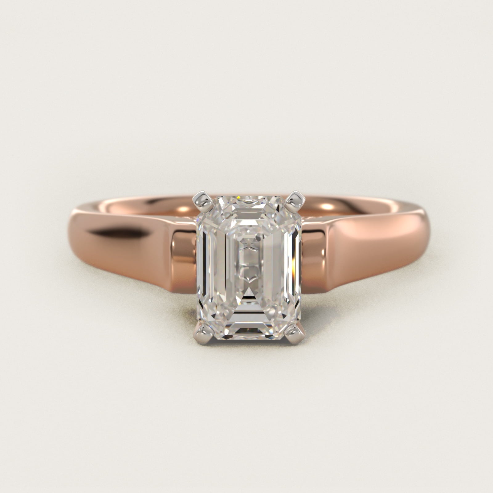 Cathedral Solitaire Plus Diamond Engagement Ring in 18k Rose Gold By Zac Zac Posen - Emerald Center
