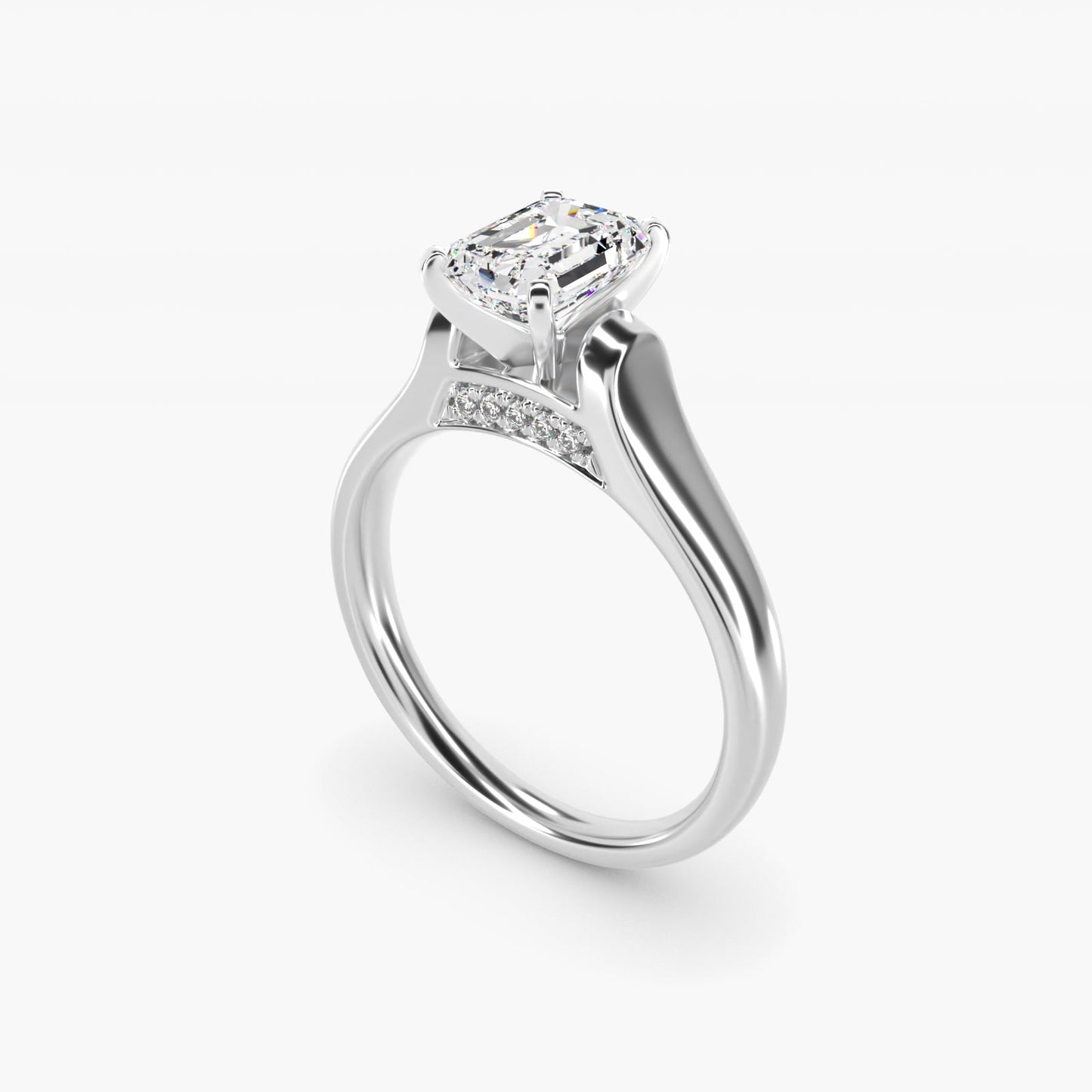 Cathedral Solitaire Plus Diamond Engagement Ring in 14k White Gold By Zac Zac Posen - Emerald Center