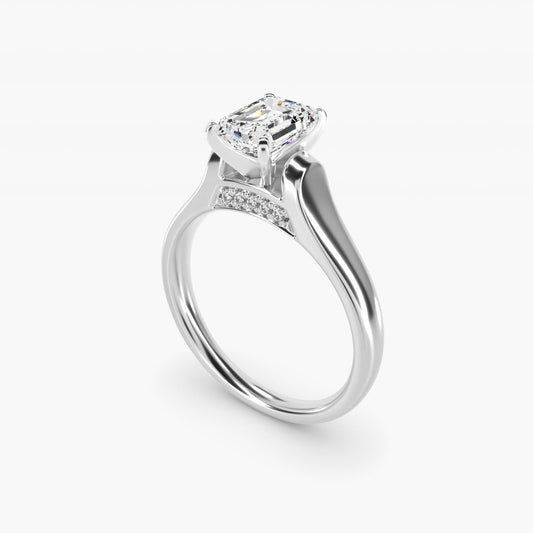 Cathedral Solitaire Plus Diamond Engagement Ring in 18k White Gold By Zac Zac Posen - Emerald Center