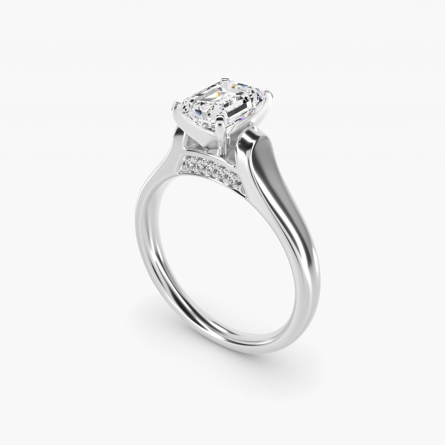 Cathedral Solitaire Plus Diamond Engagement Ring in Platinum By Zac Zac Posen - Emerald Center