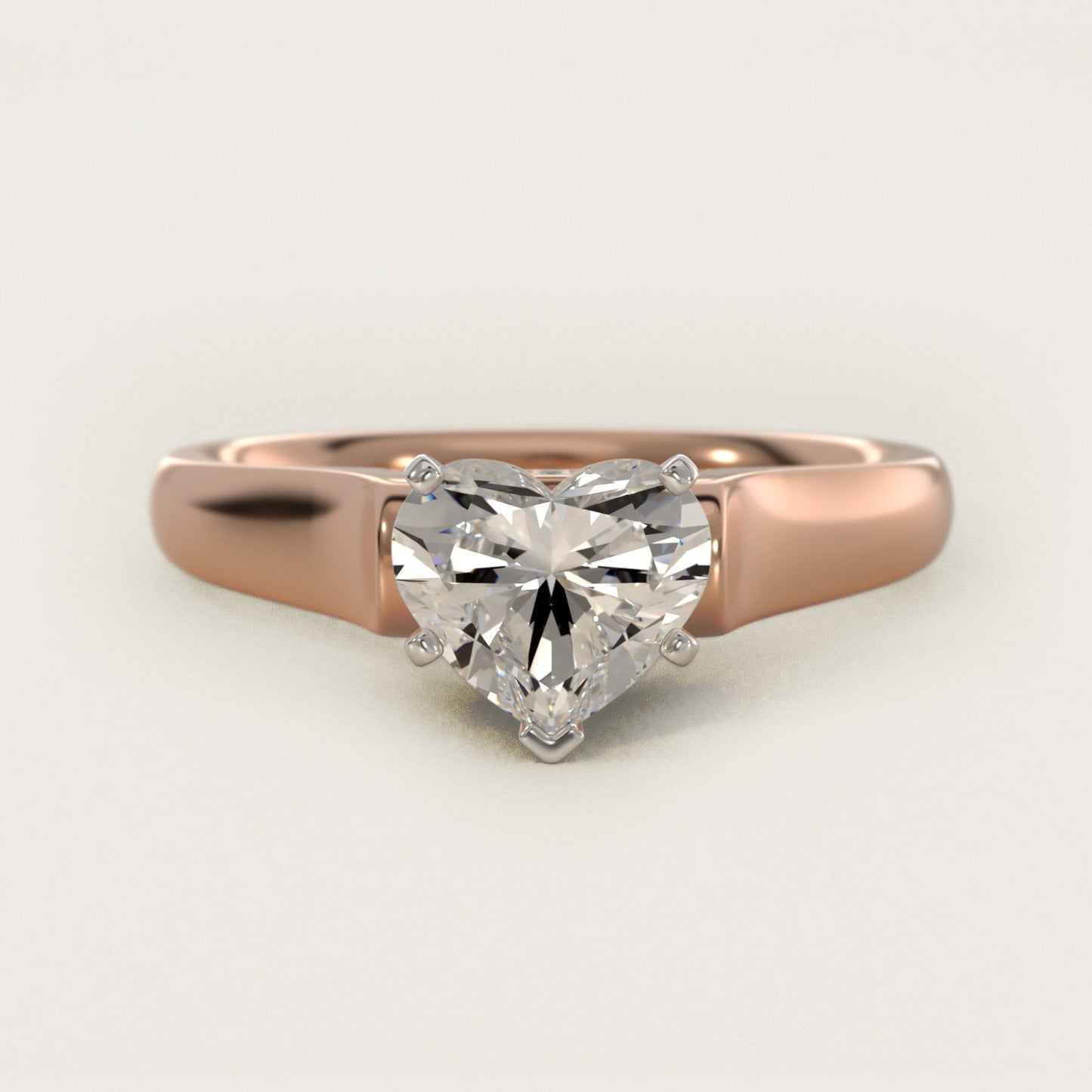 Cathedral Solitaire Plus Diamond Engagement Ring in 18k Rose Gold By Zac Zac Posen - Heart Center