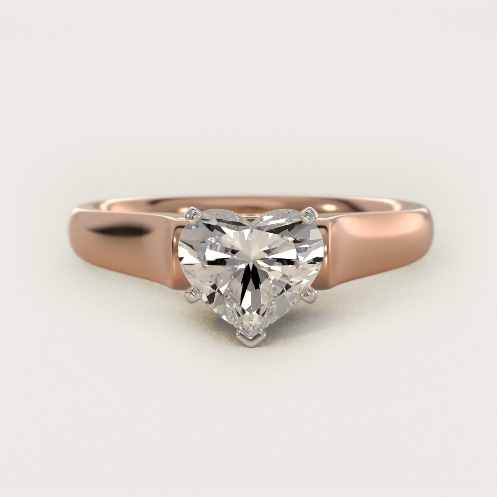 Cathedral Solitaire Plus Diamond Engagement Ring in 18k Rose Gold By Zac Zac Posen - Heart Center