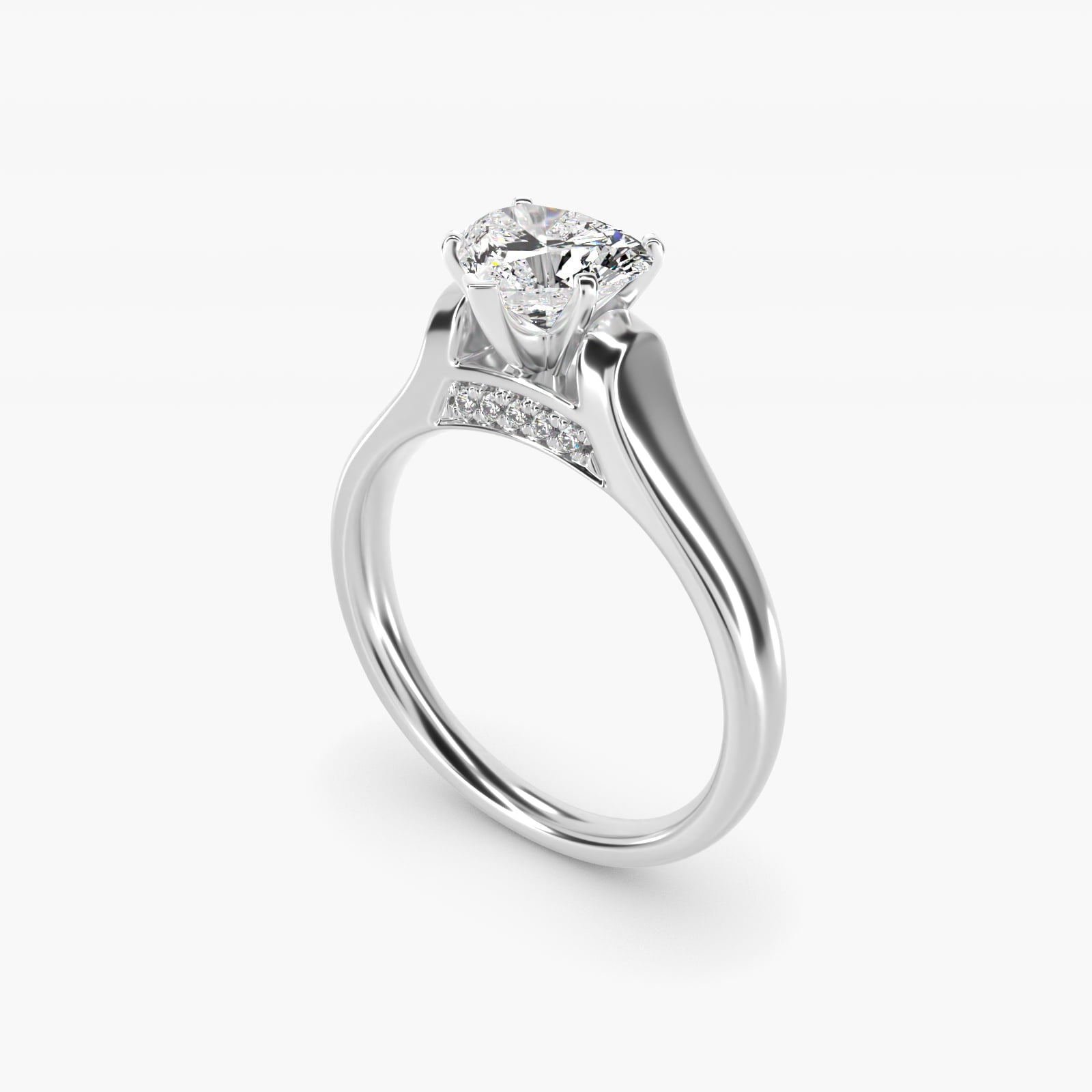 Cathedral Solitaire Plus Diamond Engagement Ring in 14k White Gold By Zac Zac Posen - Heart Center