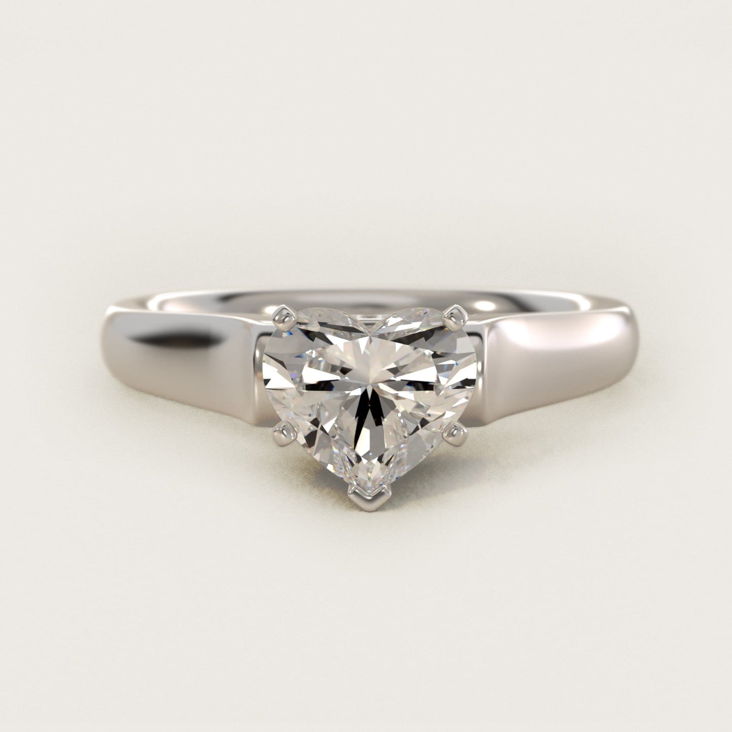 Cathedral Solitaire Plus Diamond Engagement Ring in 14k White Gold By Zac Zac Posen - Heart Center