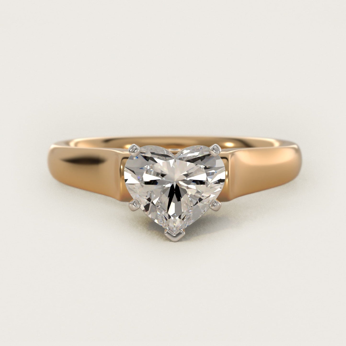 Cathedral Solitaire Plus Diamond Engagement Ring in 18k Yellow Gold By Zac Zac Posen - Heart Center