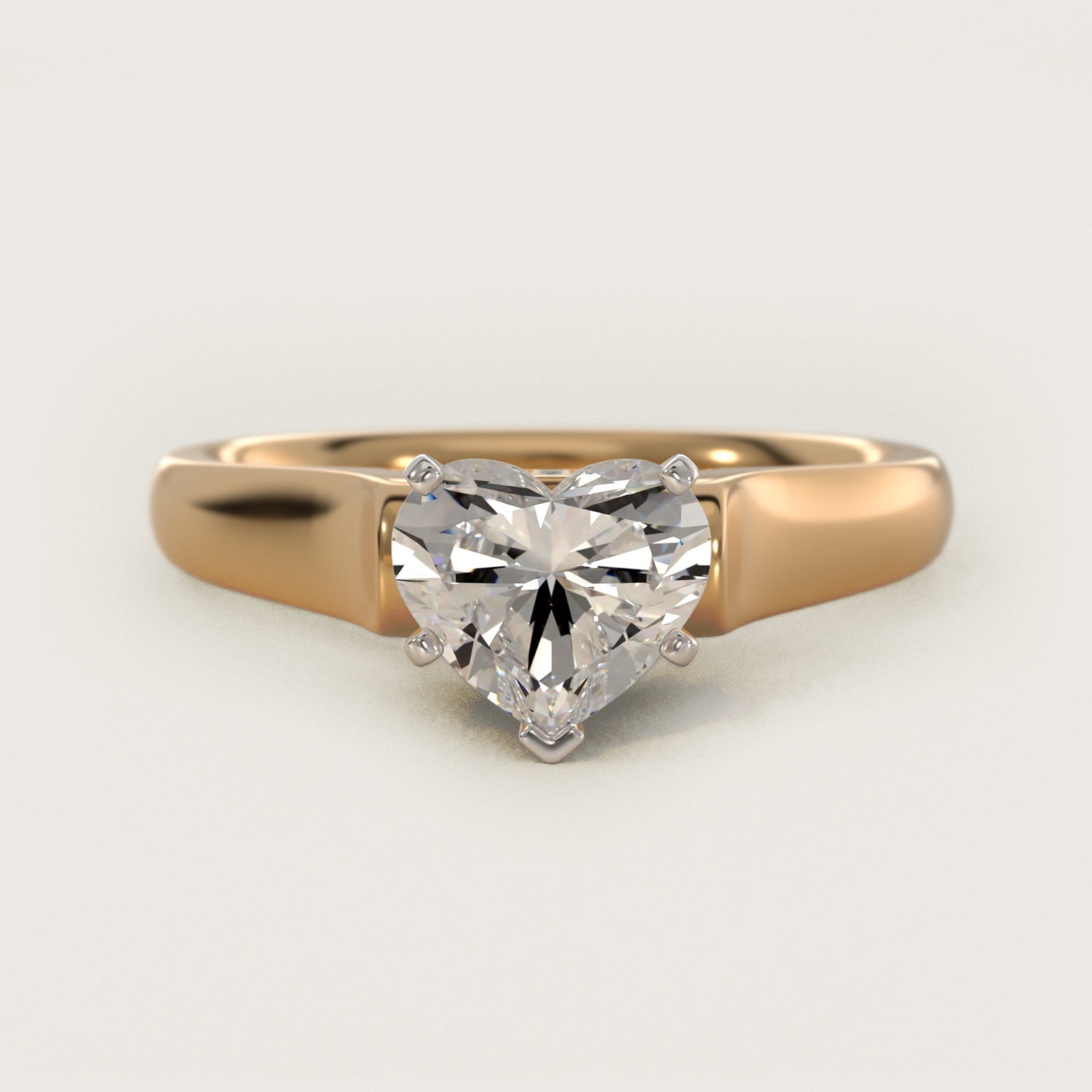 Cathedral Solitaire Plus Diamond Engagement Ring in 18k Yellow Gold By Zac Zac Posen - Heart Center