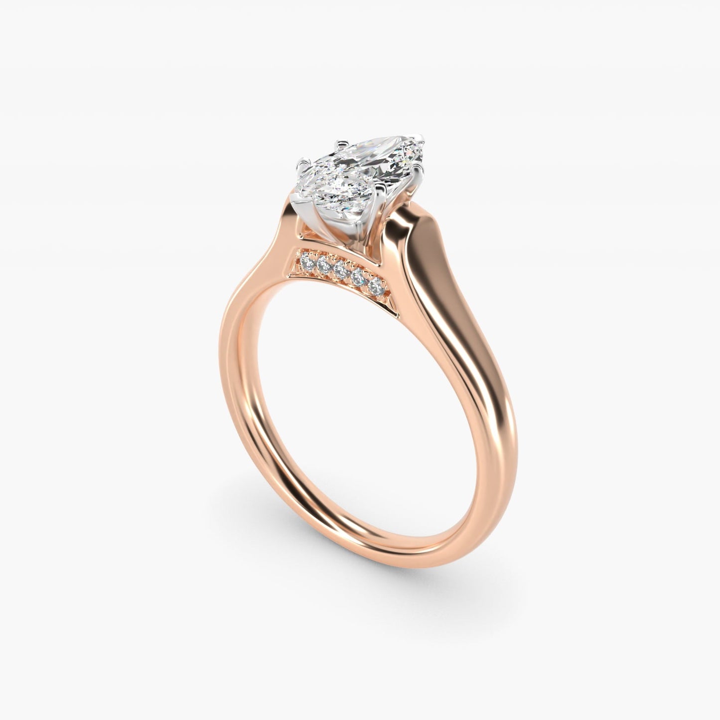Cathedral Solitaire Plus Diamond Engagement Ring in 18k Rose Gold By Zac Zac Posen - Marquise Center