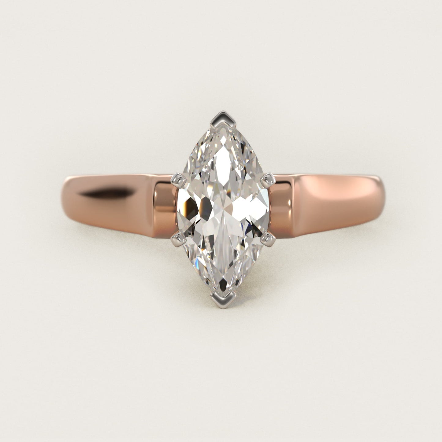 Cathedral Solitaire Plus Diamond Engagement Ring in 14k Rose Gold By Zac Zac Posen - Marquise Center