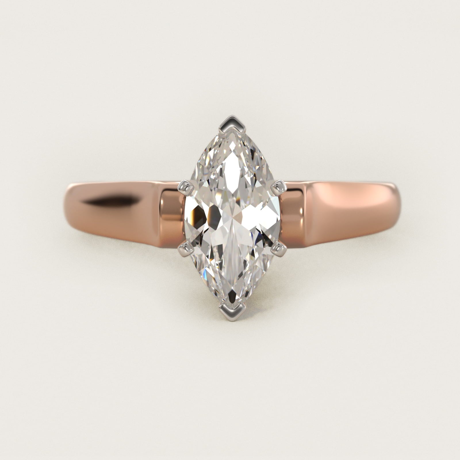 Cathedral Solitaire Plus Diamond Engagement Ring in 14k Rose Gold By Zac Zac Posen - Marquise Center