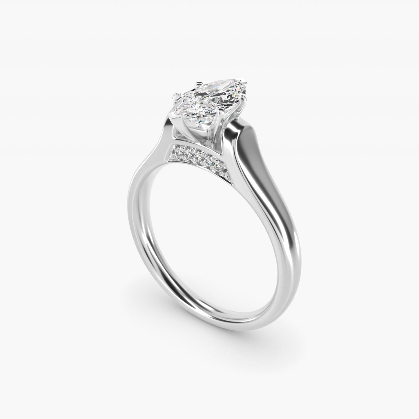 Cathedral Solitaire Plus Diamond Engagement Ring in 14k White Gold By Zac Zac Posen - Marquise Center