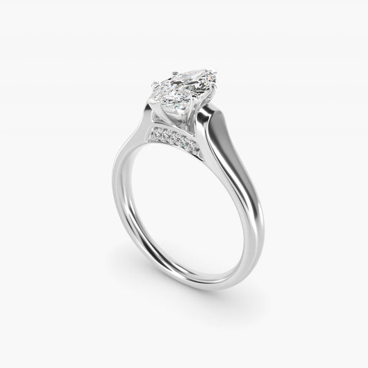 Cathedral Solitaire Plus Diamond Engagement Ring in 14k White Gold By Zac Zac Posen - Marquise Center