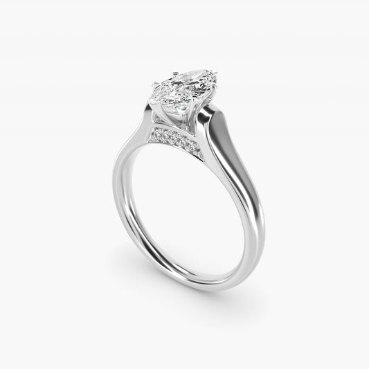 Cathedral Solitaire Plus Diamond Engagement Ring in 18k White Gold By Zac Zac Posen - Marquise Center
