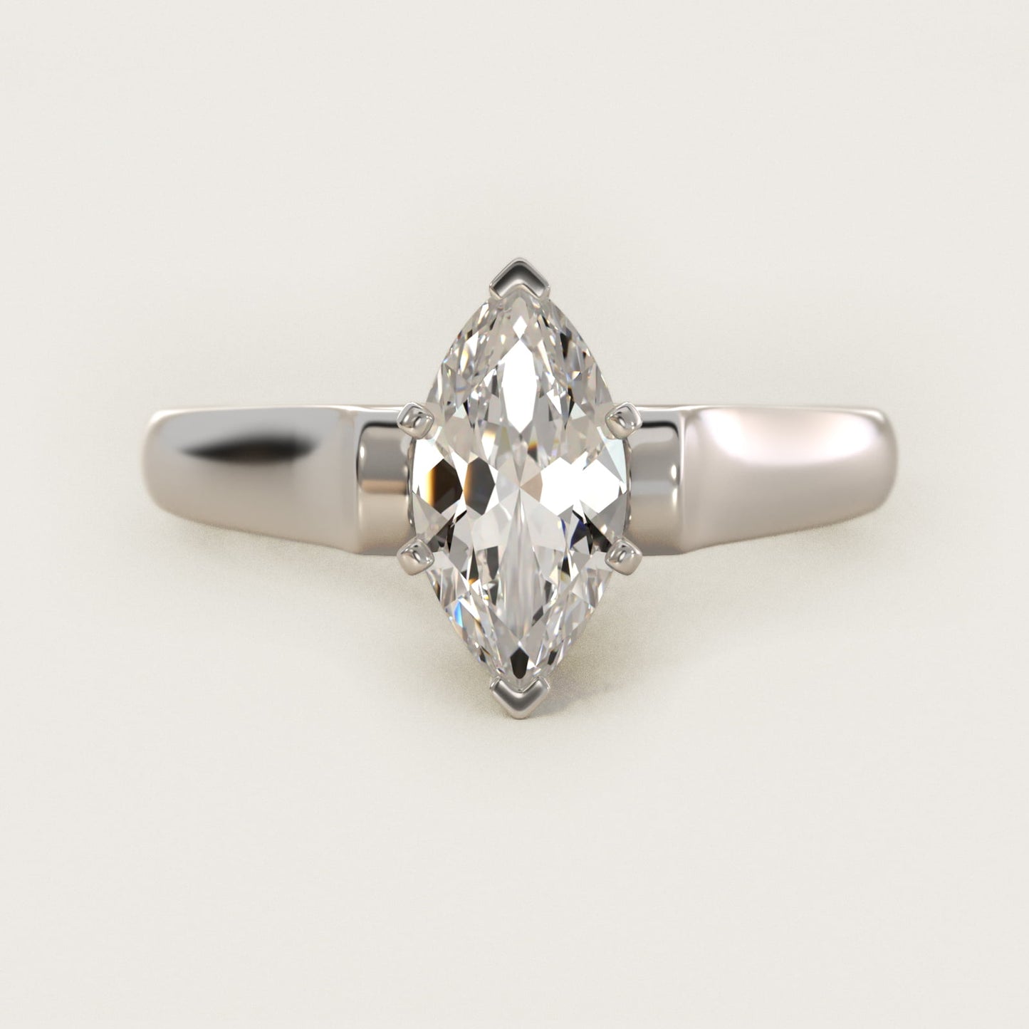 Cathedral Solitaire Plus Diamond Engagement Ring in 14k White Gold By Zac Zac Posen - Marquise Center