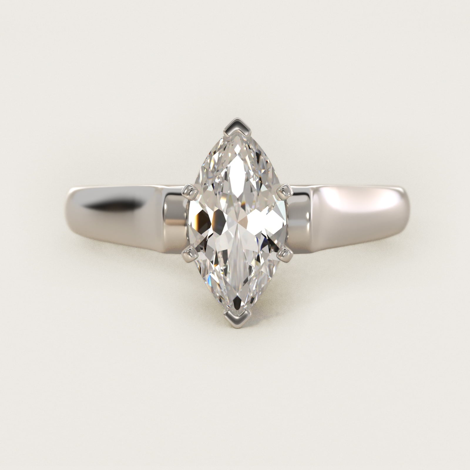 Cathedral Solitaire Plus Diamond Engagement Ring in 14k White Gold By Zac Zac Posen - Marquise Center