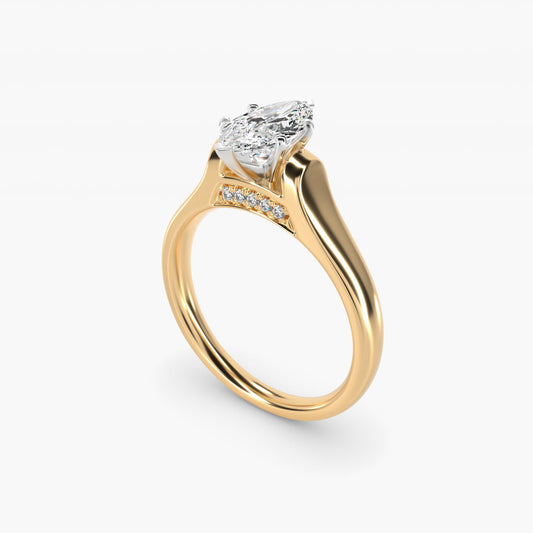 Cathedral Solitaire Plus Diamond Engagement Ring in 14K Yellow Gold By Zac Zac Posen - Marquise Center