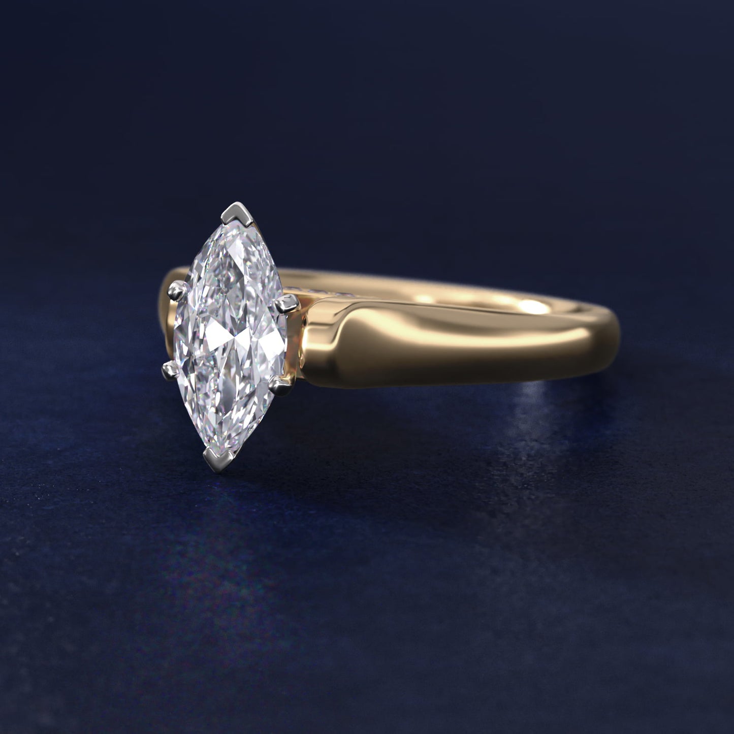 Cathedral Solitaire Plus Diamond Engagement Ring in 14K Yellow Gold By Zac Zac Posen - Marquise Center