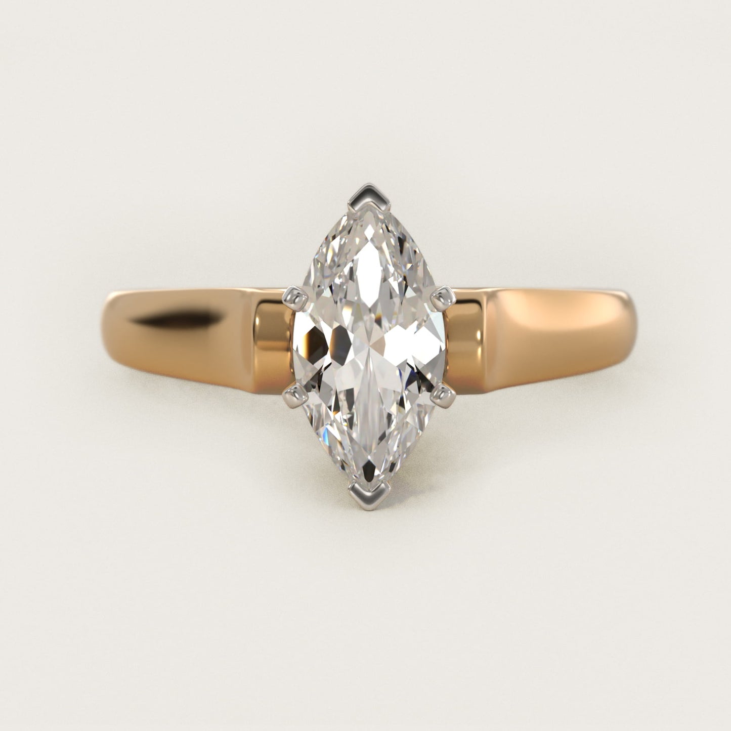 Cathedral Solitaire Plus Diamond Engagement Ring in 14K Yellow Gold By Zac Zac Posen - Marquise Center