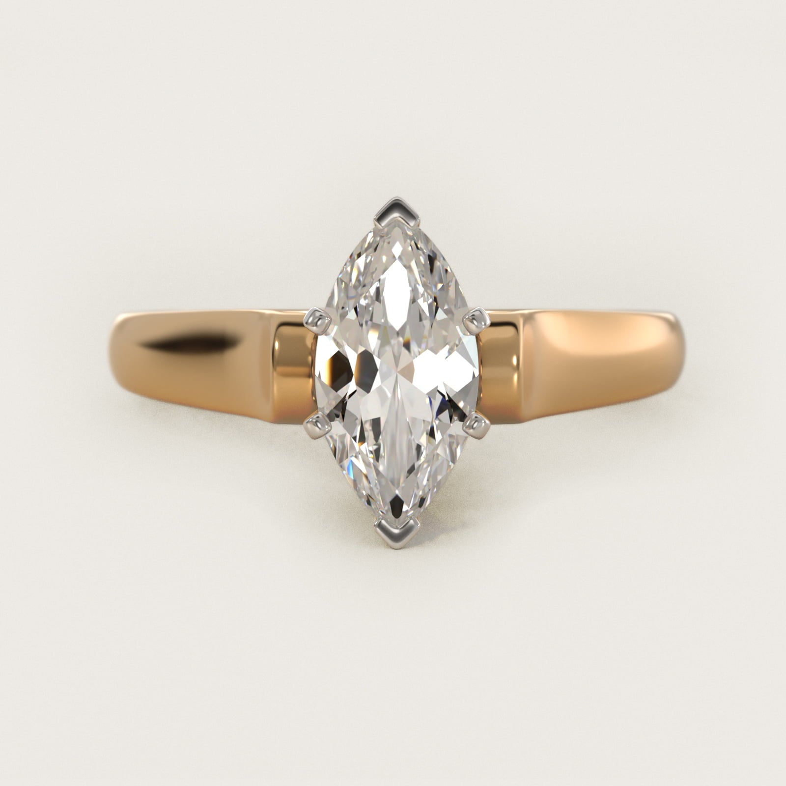 Cathedral Solitaire Plus Diamond Engagement Ring in 14K Yellow Gold By Zac Zac Posen - Marquise Center