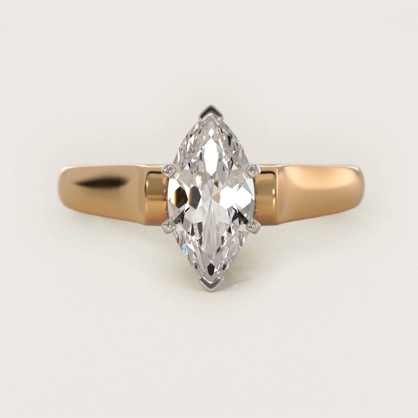 Cathedral Solitaire Plus Diamond Engagement Ring in 18k Yellow Gold By Zac Zac Posen - Marquise Center