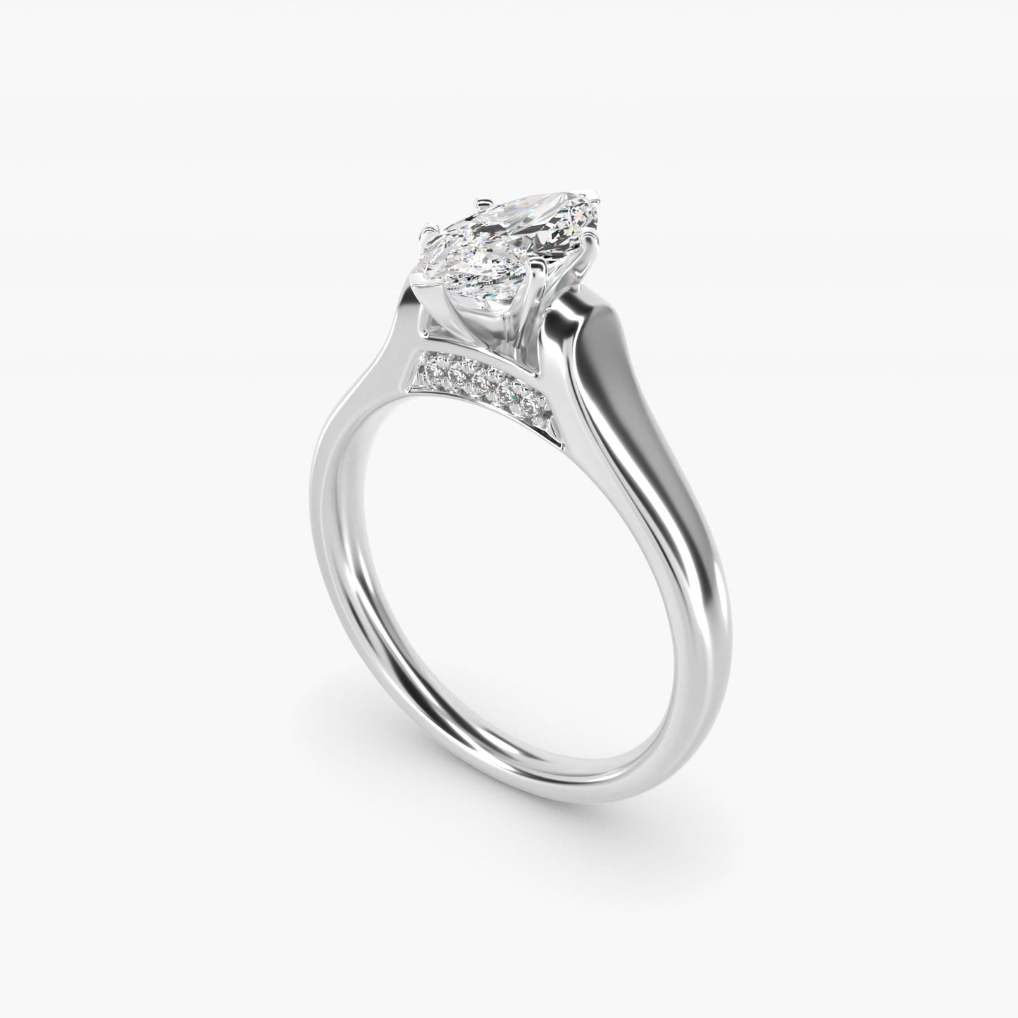 Cathedral Solitaire Plus Diamond Engagement Ring in Platinum By Zac Zac Posen - Marquise Center