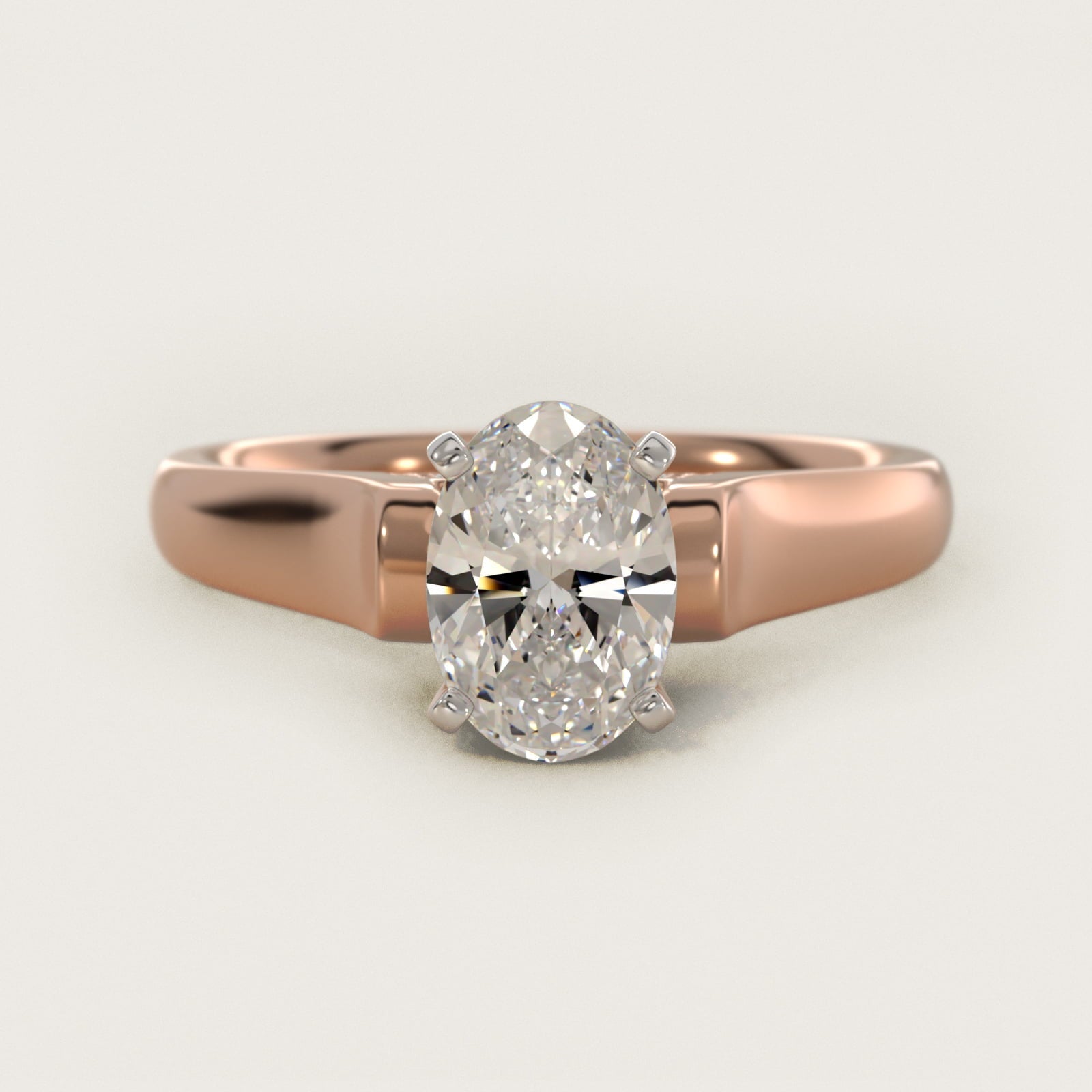 Cathedral Solitaire Plus Diamond Engagement Ring in 18k Rose Gold By Zac Zac Posen - Oval Center