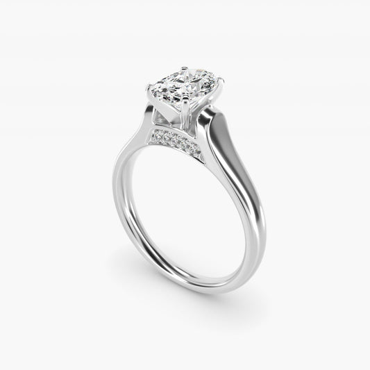 Cathedral Solitaire Plus Diamond Engagement Ring in 18k White Gold By Zac Zac Posen - Oval Center