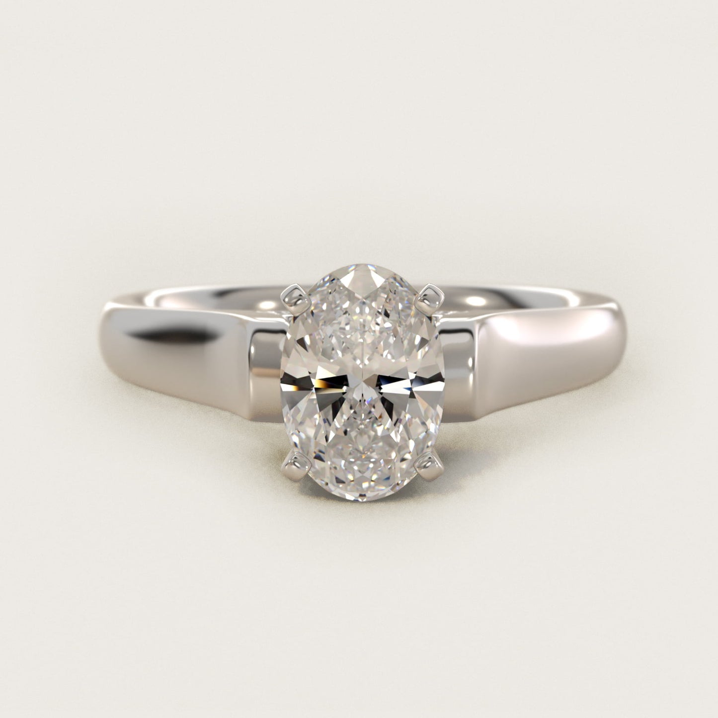 Cathedral Solitaire Plus Diamond Engagement Ring in 14k White Gold By Zac Zac Posen - Oval Center