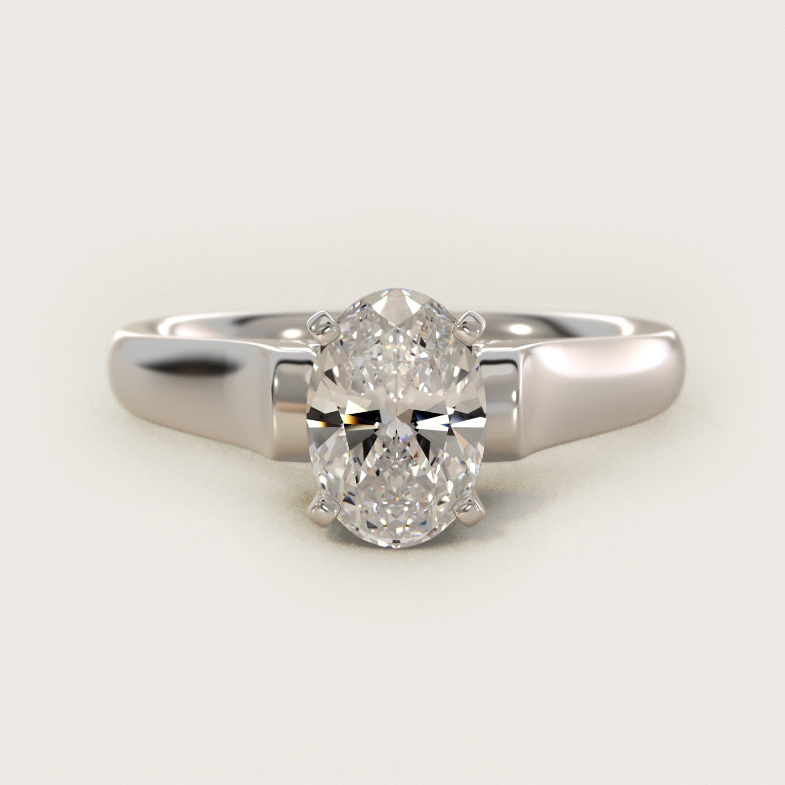 Cathedral Solitaire Plus Diamond Engagement Ring in 18k White Gold By Zac Zac Posen - Oval Center