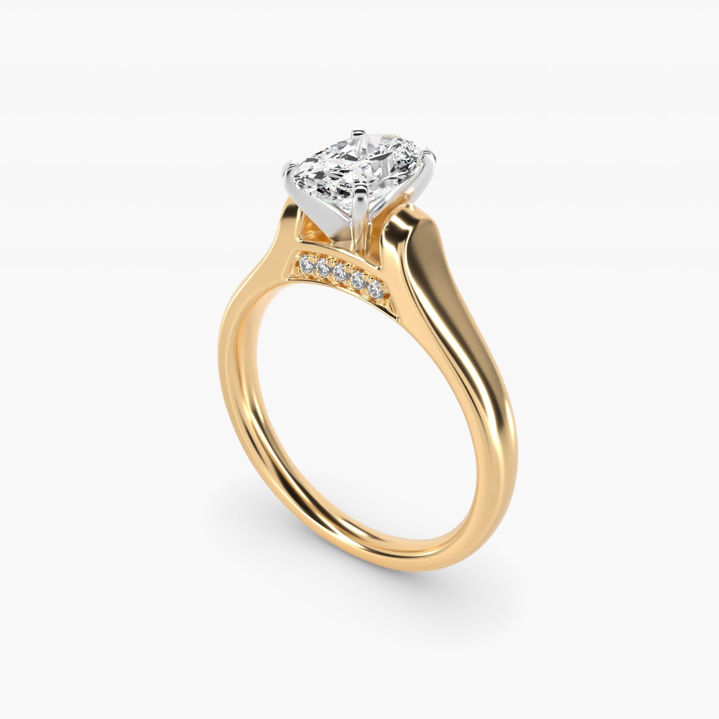 Cathedral Solitaire Plus Diamond Engagement Ring in 14K Yellow Gold By Zac Zac Posen - Oval Center