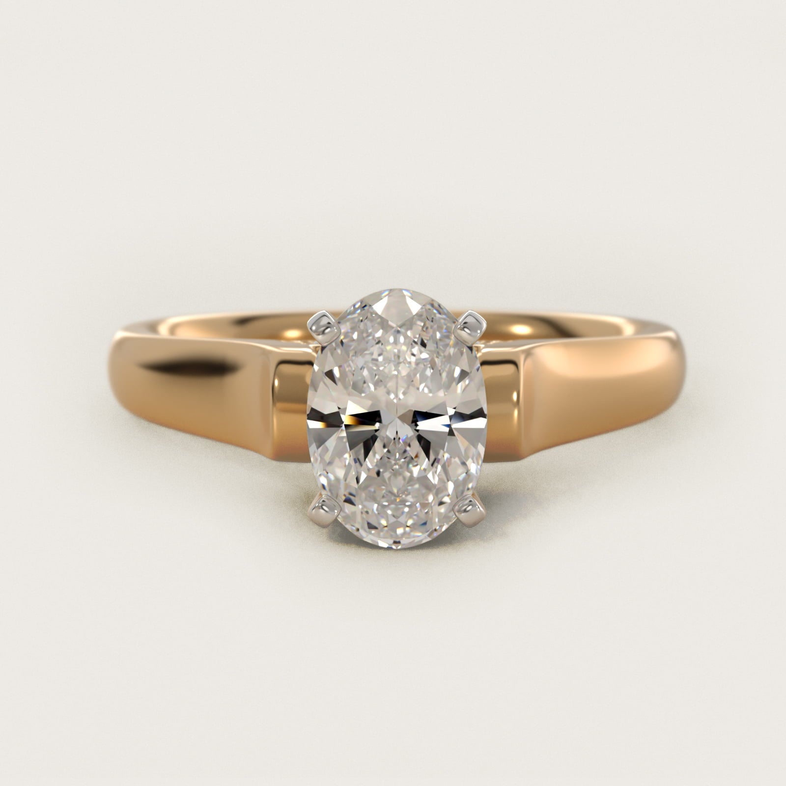 Cathedral Solitaire Plus Diamond Engagement Ring in 14K Yellow Gold By Zac Zac Posen - Oval Center