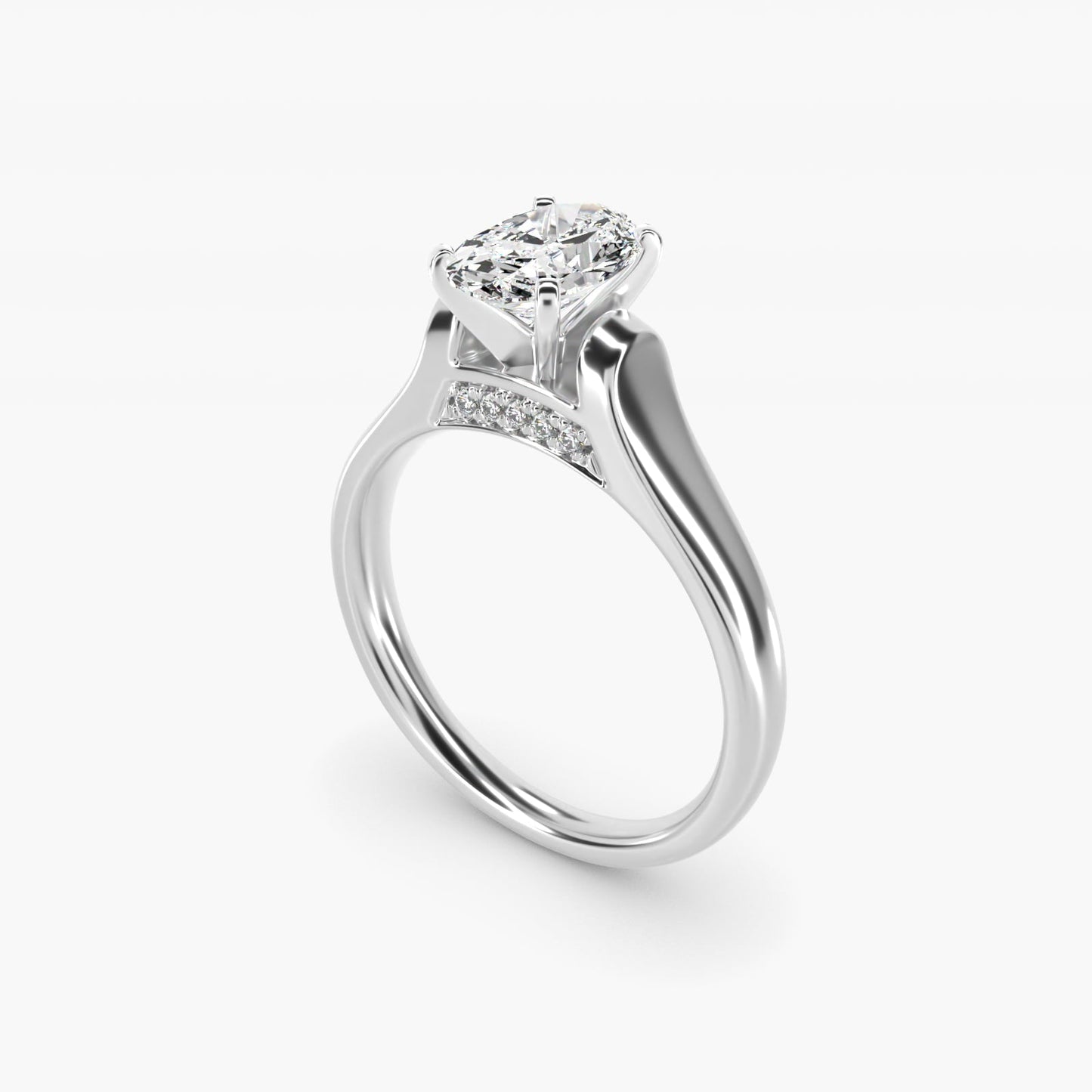 Cathedral Solitaire Plus Diamond Engagement Ring in Platinum By Zac Zac Posen - Oval Center