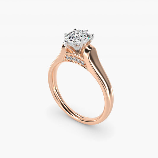 Cathedral Solitaire Plus Diamond Engagement Ring in 14k Rose Gold By Zac Zac Posen - Pear Center