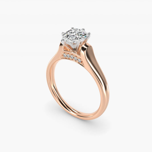 Cathedral Solitaire Plus Diamond Engagement Ring in 18k Rose Gold By Zac Zac Posen - Pear Center