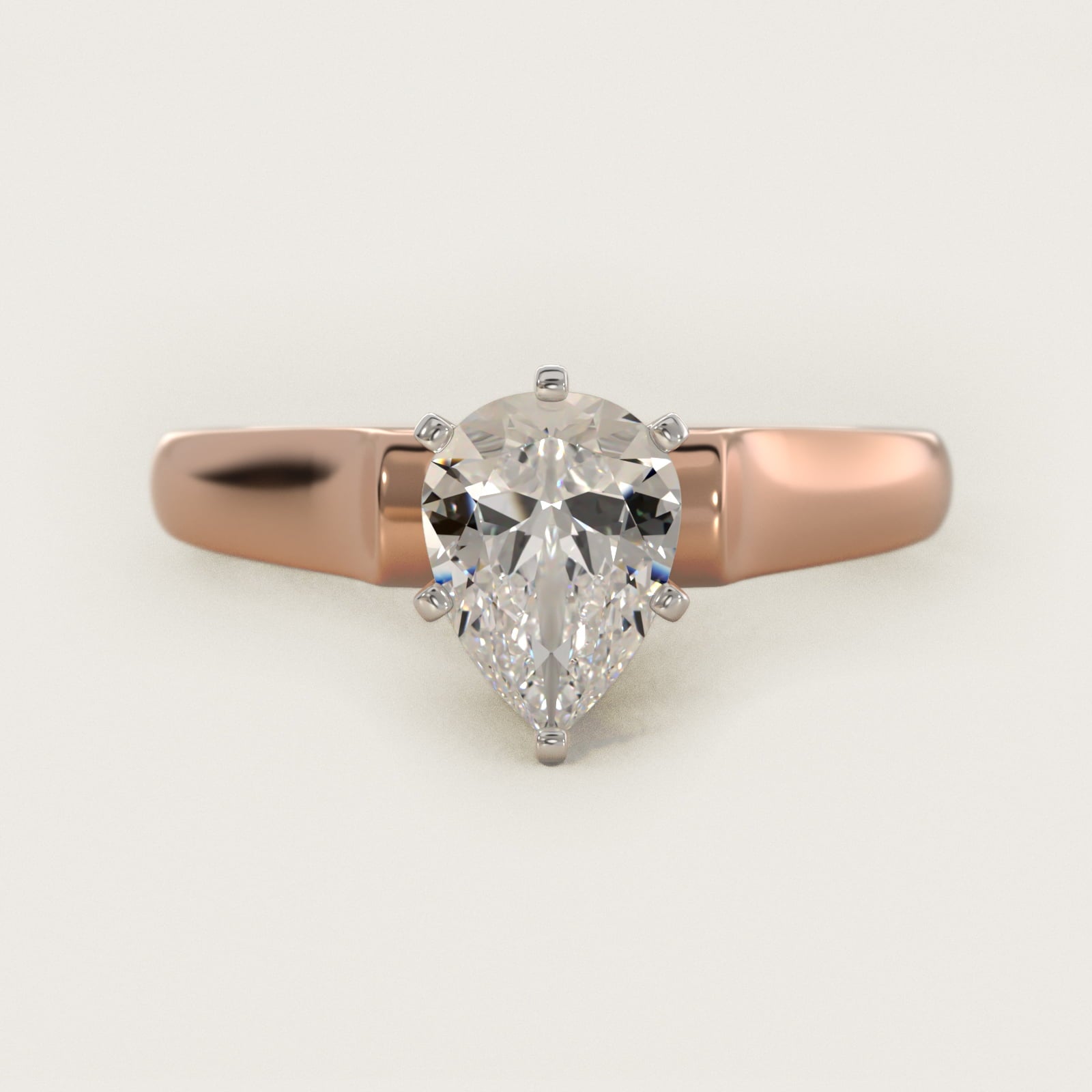 Cathedral Solitaire Plus Diamond Engagement Ring in 14k Rose Gold By Zac Zac Posen - Pear Center