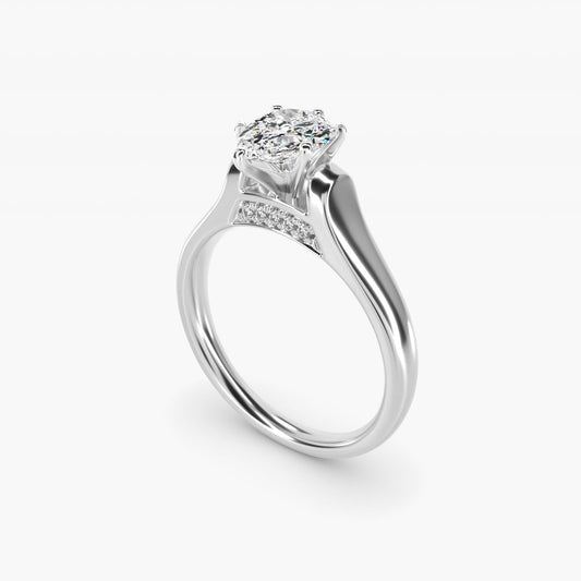 Cathedral Solitaire Plus Diamond Engagement Ring in 14k White Gold By Zac Zac Posen - Pear Center