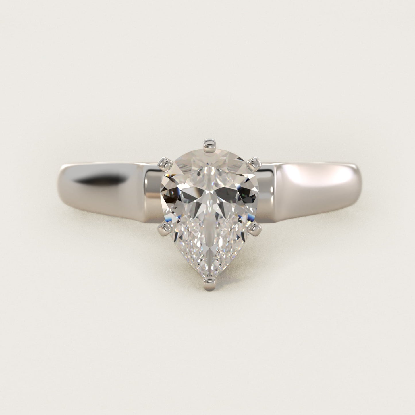 Cathedral Solitaire Plus Diamond Engagement Ring in 14k White Gold By Zac Zac Posen - Pear Center
