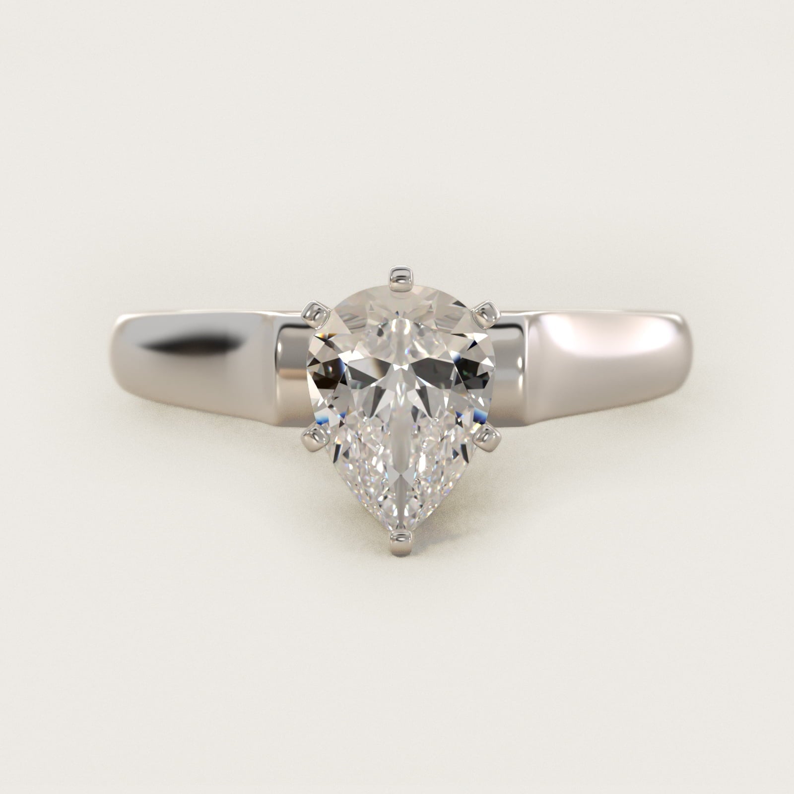 Cathedral Solitaire Plus Diamond Engagement Ring in 14k White Gold By Zac Zac Posen - Pear Center