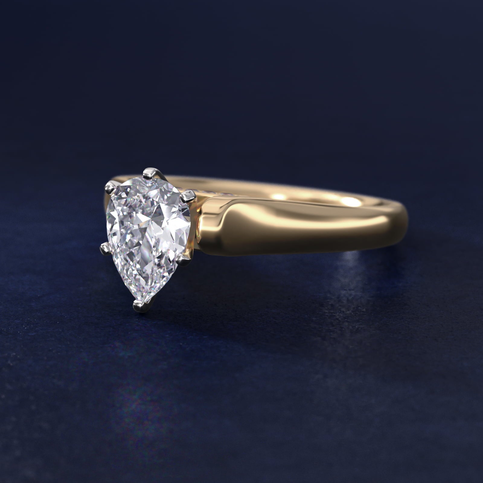 Cathedral Solitaire Plus Diamond Engagement Ring in 18k Yellow Gold By Zac Zac Posen - Pear Center