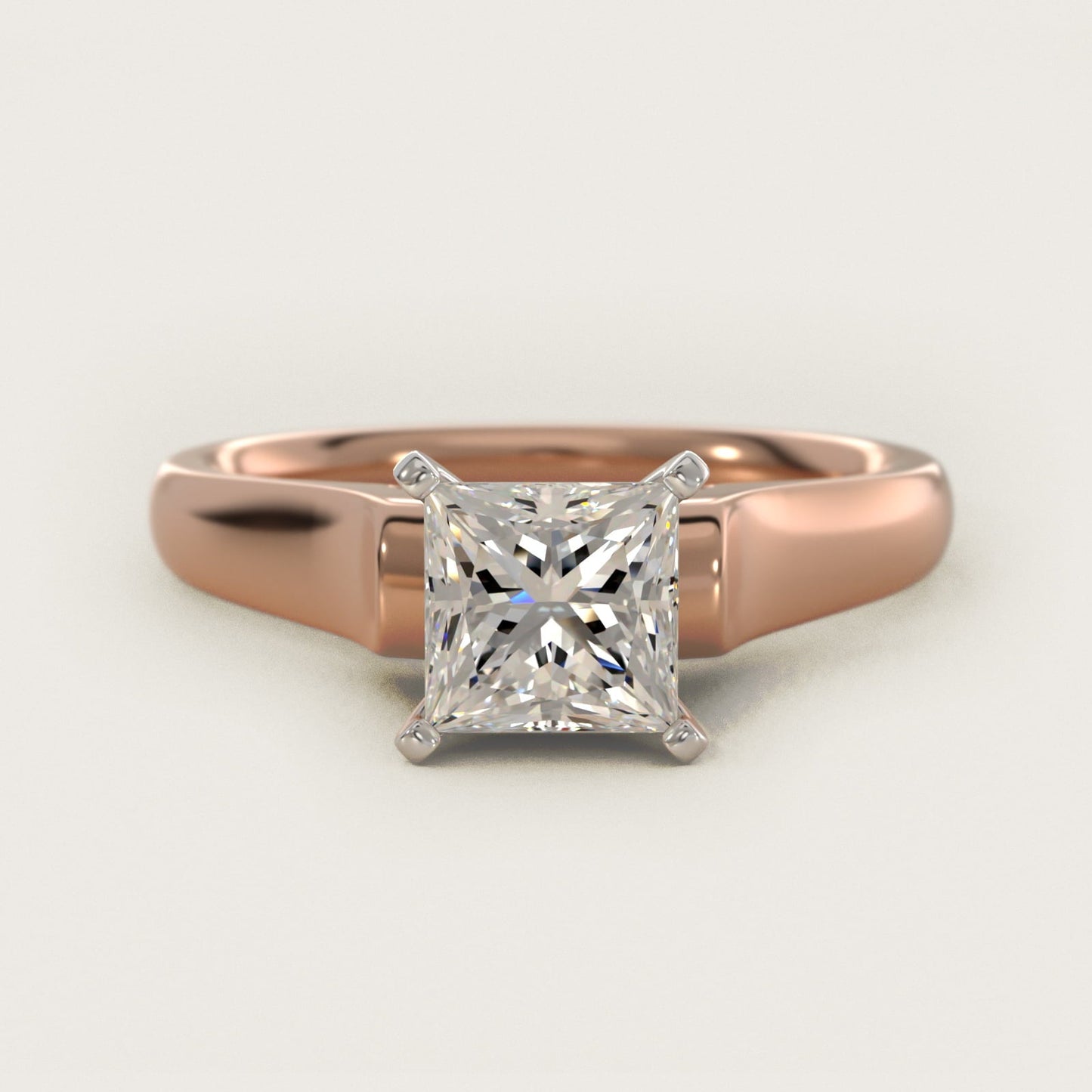 Cathedral Solitaire Plus Diamond Engagement Ring in 18k Rose Gold By Zac Zac Posen - Princess Center