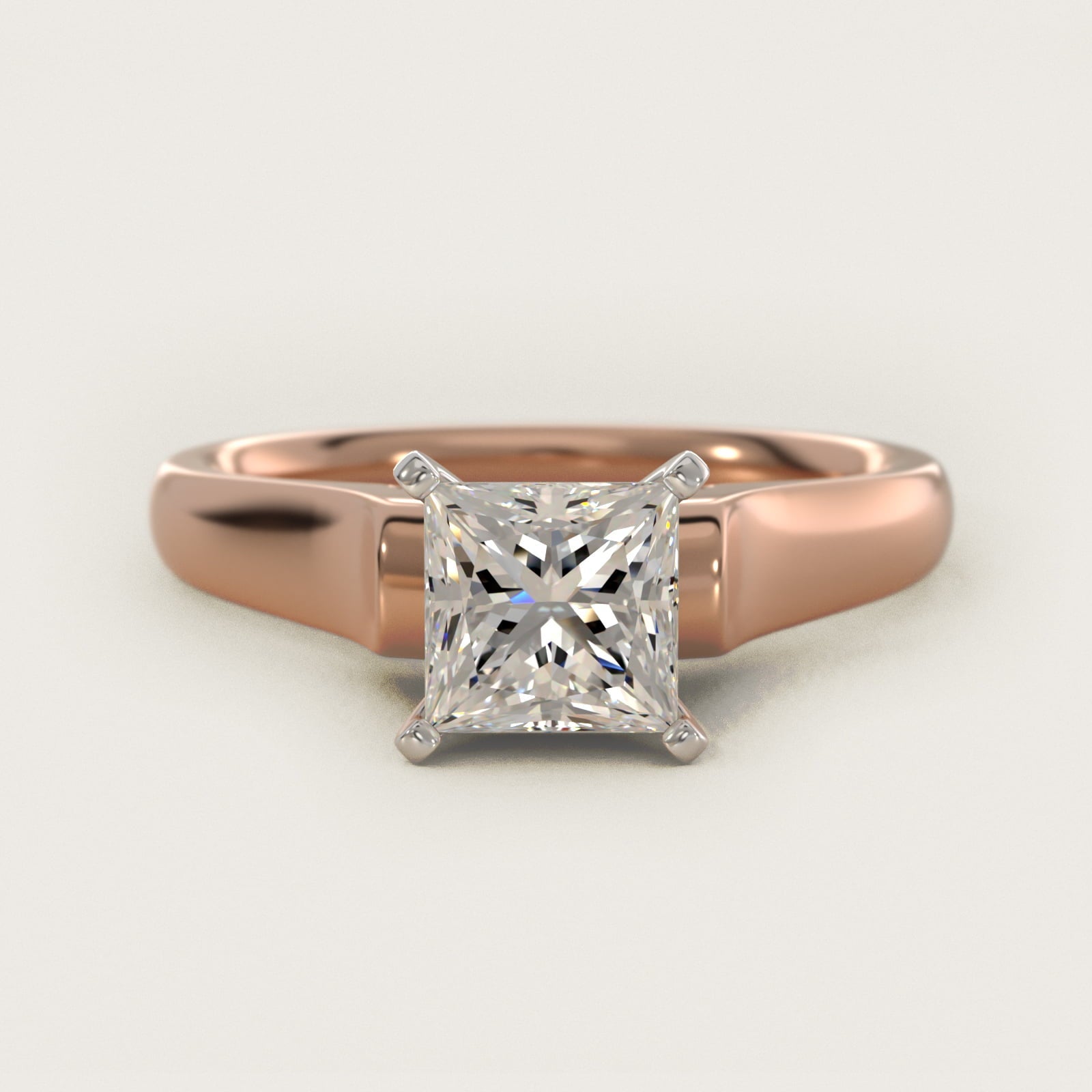 Cathedral Solitaire Plus Diamond Engagement Ring in 18k Rose Gold By Zac Zac Posen - Princess Center