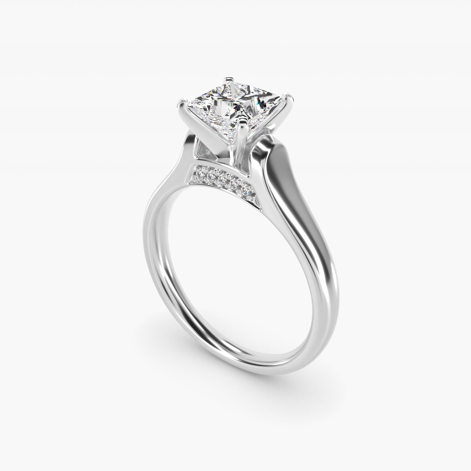 Cathedral Solitaire Plus Diamond Engagement Ring in 14k White Gold By Zac Zac Posen - Princess Center