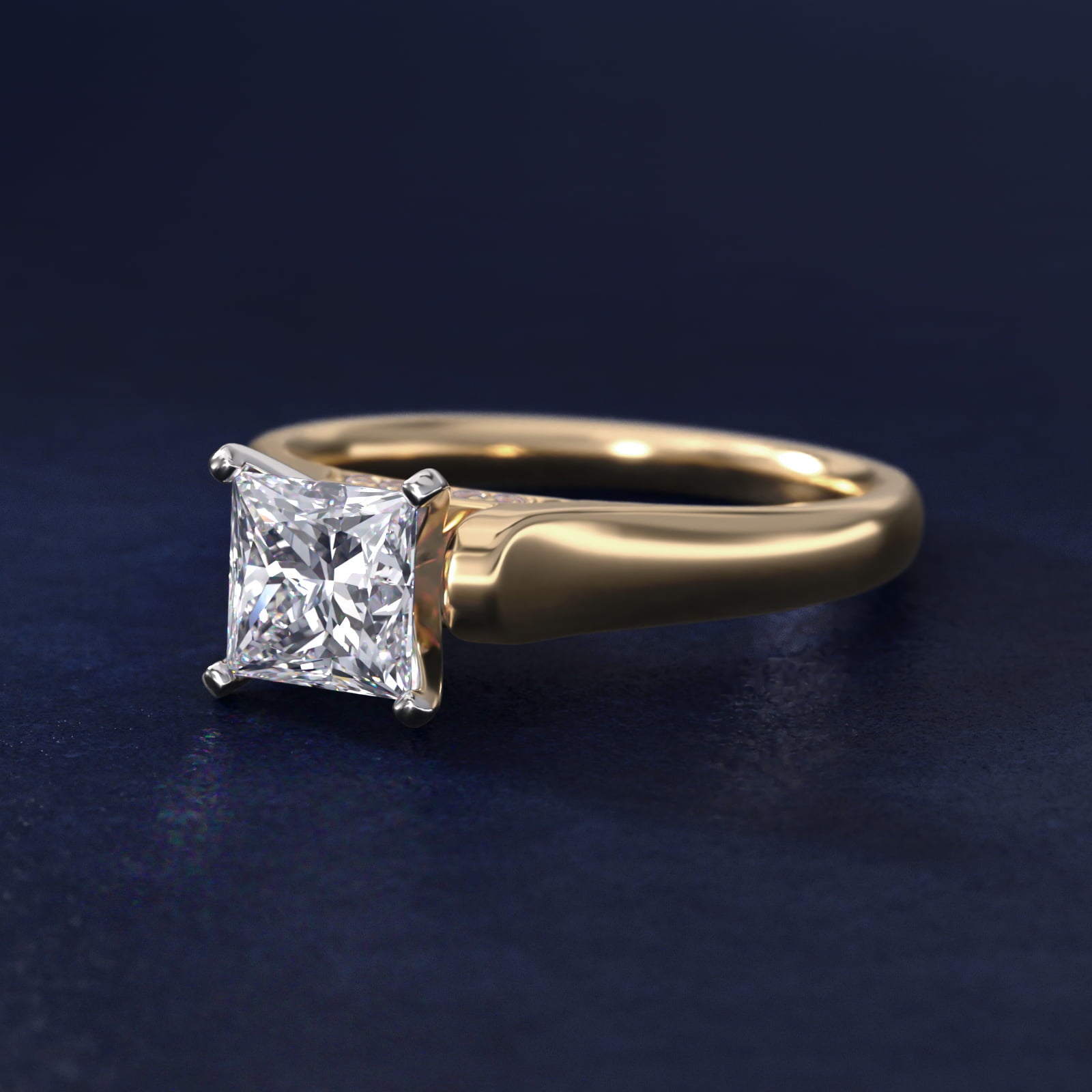 Cathedral Solitaire Plus Diamond Engagement Ring in 14K Yellow Gold By Zac Zac Posen - Princess Center