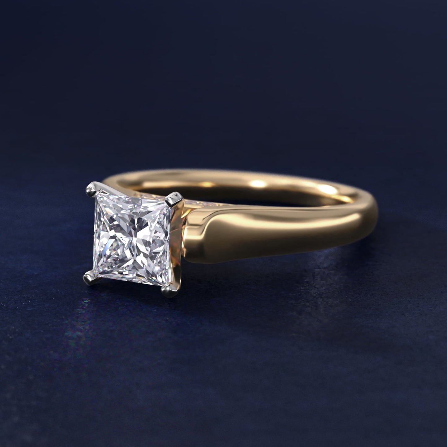 Cathedral Solitaire Plus Diamond Engagement Ring in 18k Yellow Gold By Zac Zac Posen - Princess Center
