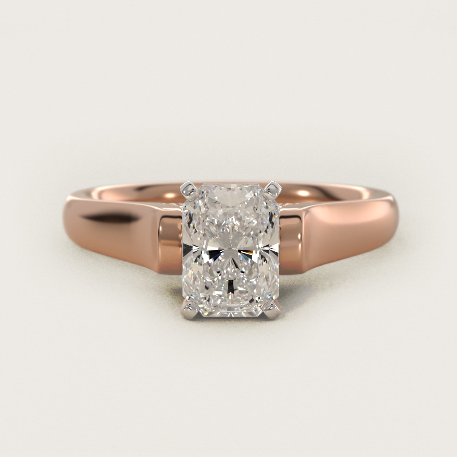 Cathedral Solitaire Plus Diamond Engagement Ring in 18k Rose Gold By Zac Zac Posen - Radiant Center