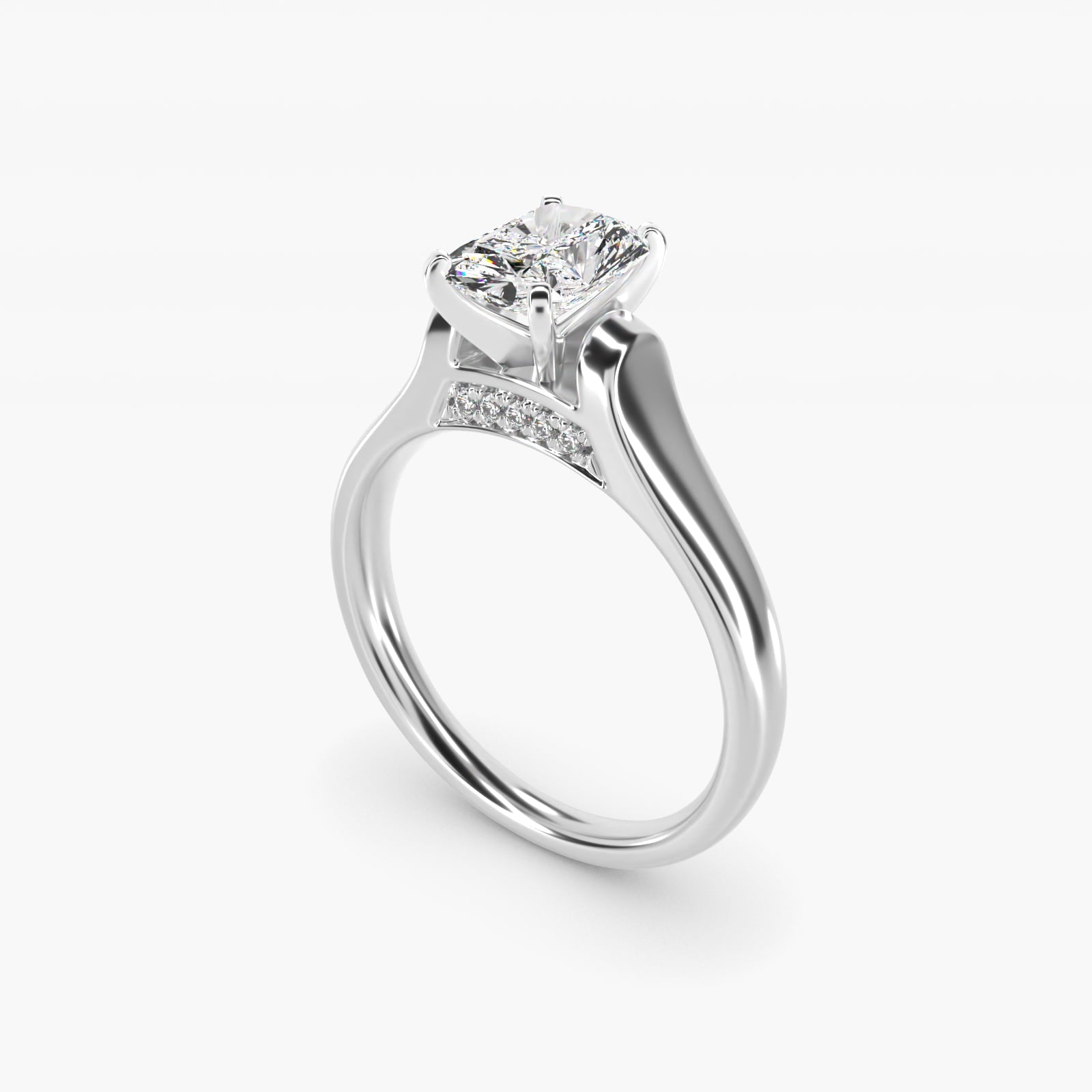 Cathedral Solitaire Plus Diamond Engagement Ring in 18k White Gold By Zac Zac Posen - Radiant Center