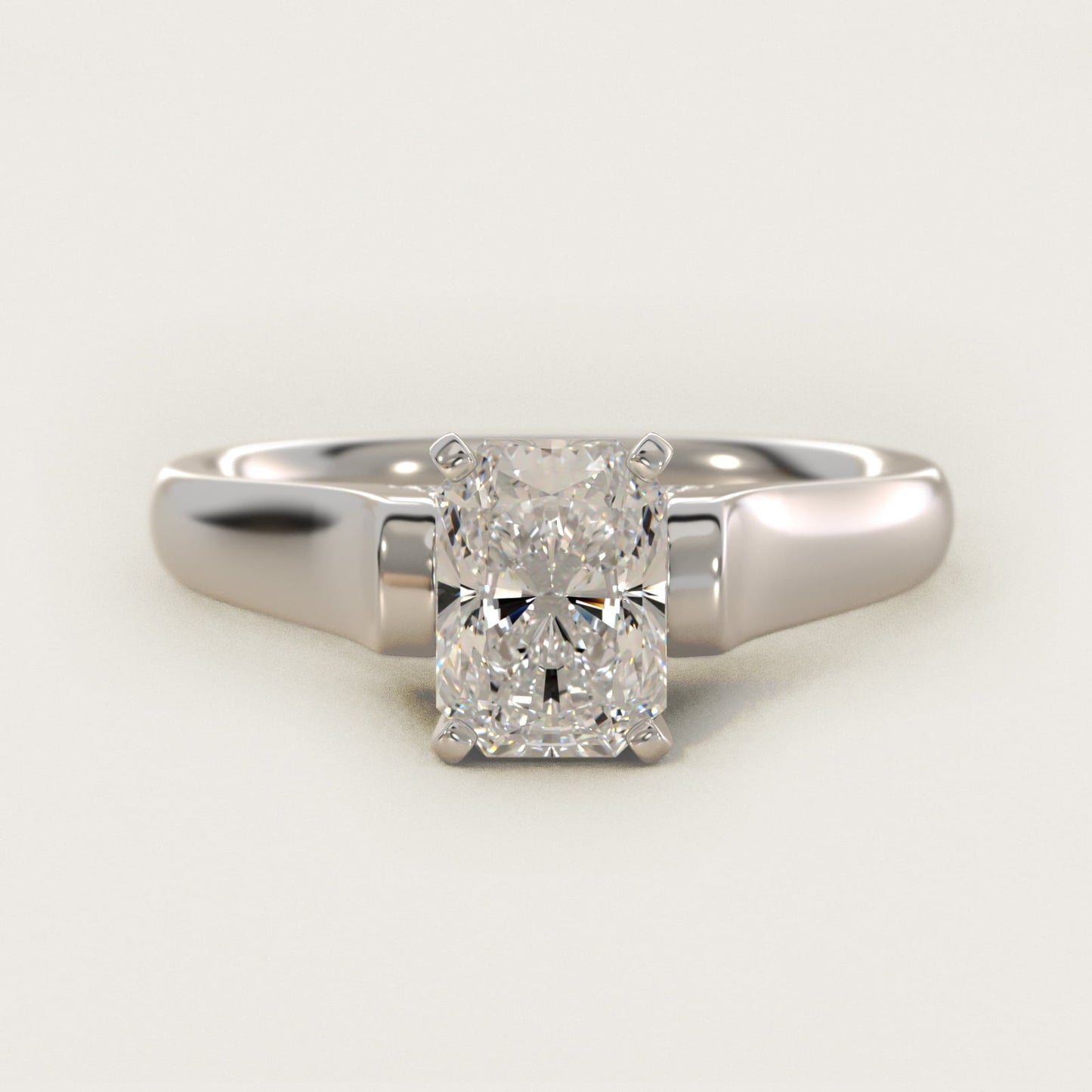 Cathedral Solitaire Plus Diamond Engagement Ring in 18k White Gold By Zac Zac Posen - Radiant Center