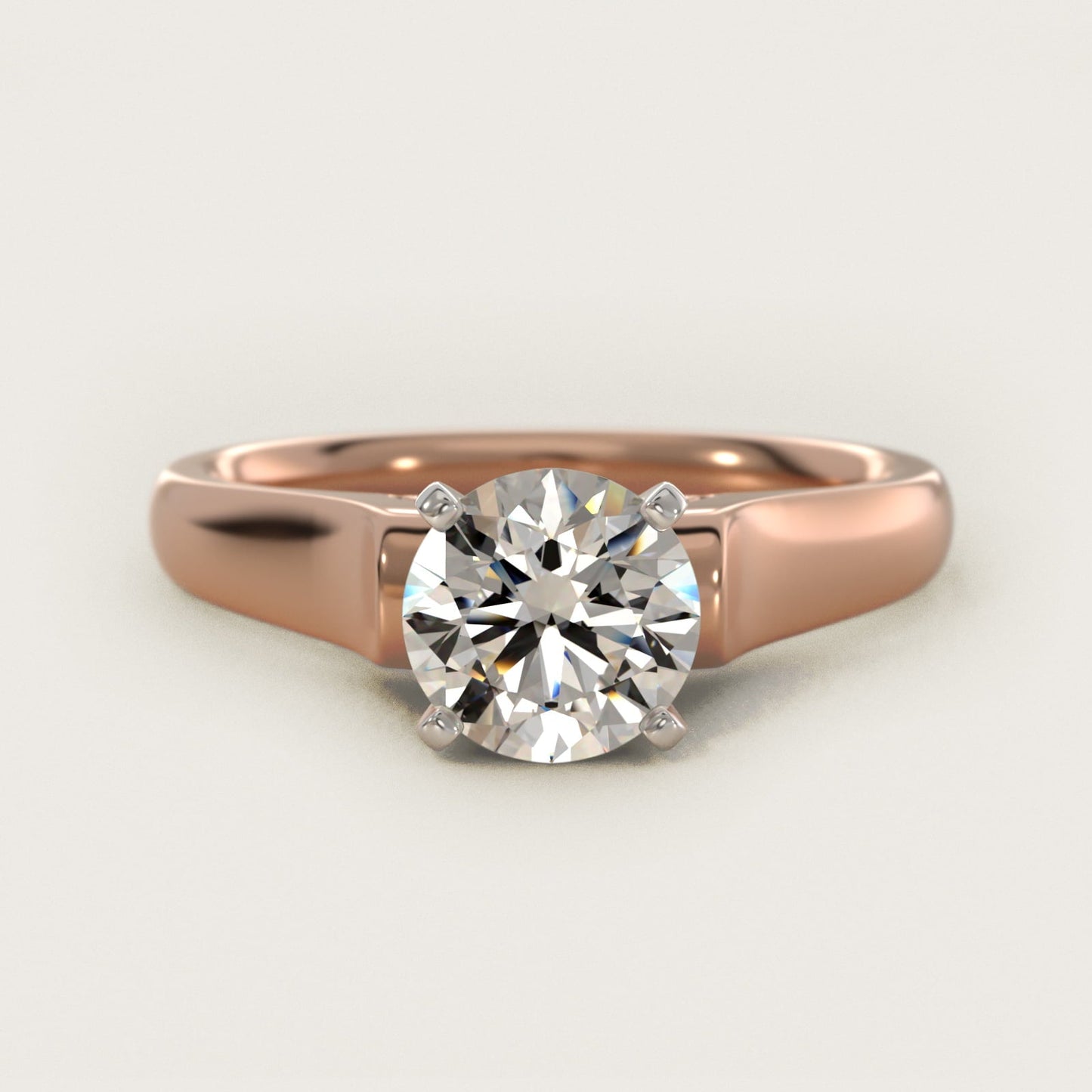 Cathedral Solitaire Plus Diamond Engagement Ring in 18k Rose Gold By Zac Zac Posen - Round Center