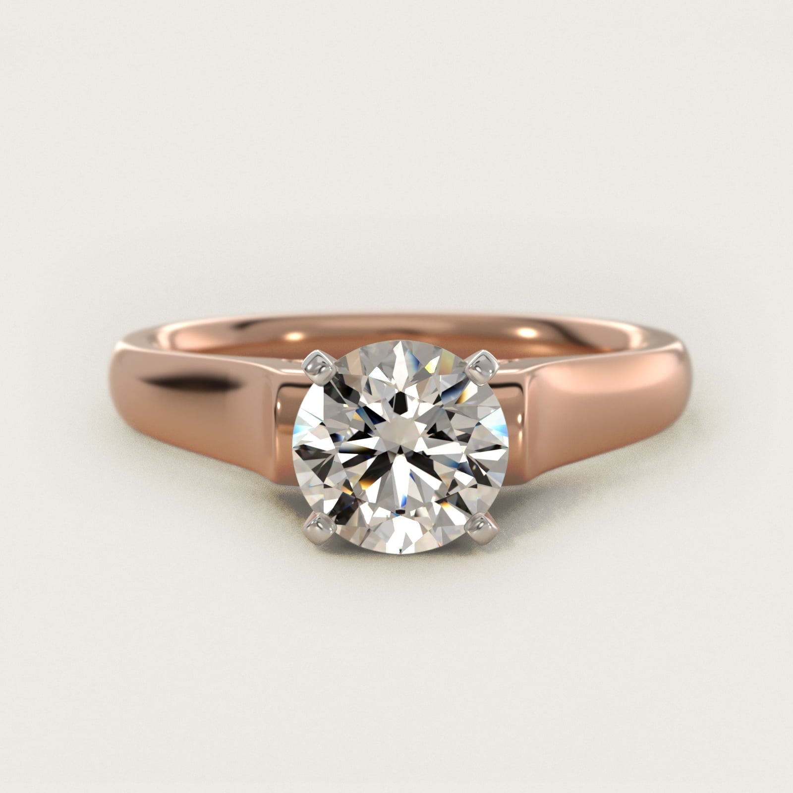Cathedral Solitaire Plus Diamond Engagement Ring in 18k Rose Gold By Zac Zac Posen - Round Center