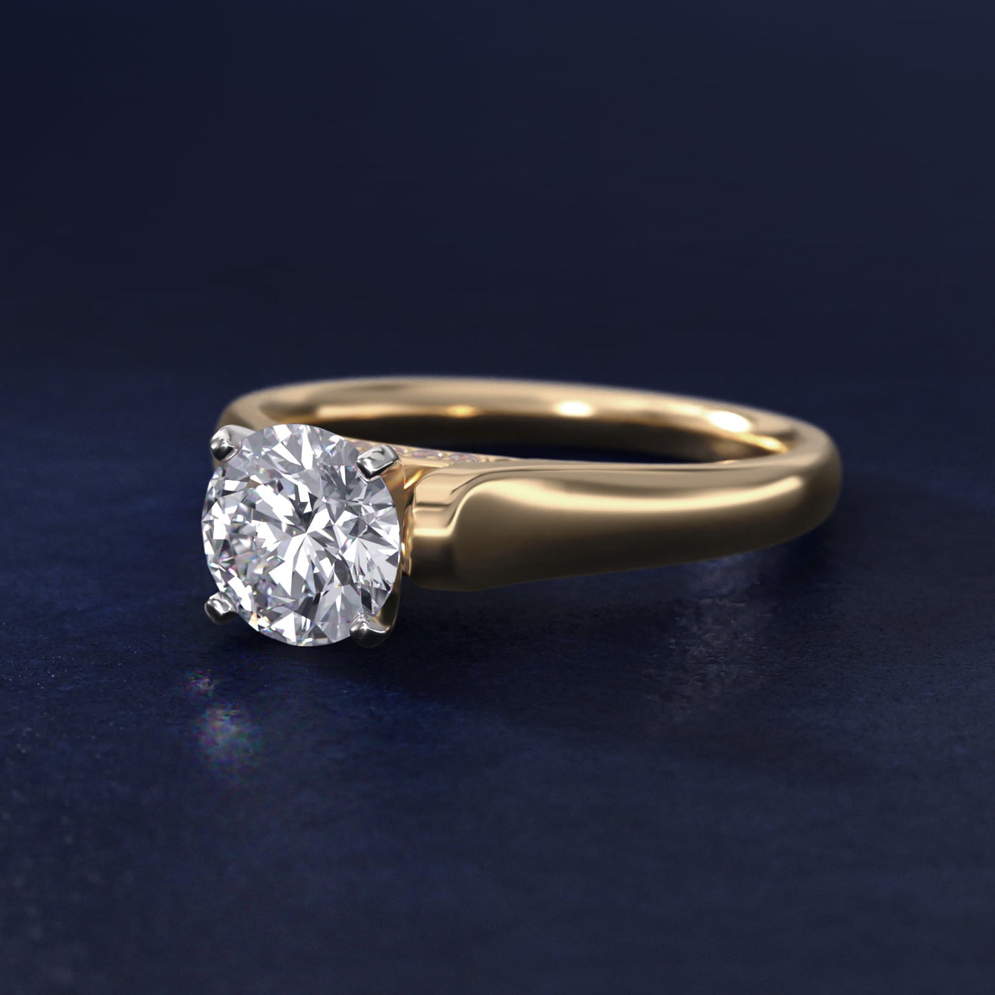 Cathedral Solitaire Plus Diamond Engagement Ring in 14K Yellow Gold By Zac Zac Posen - Round Center