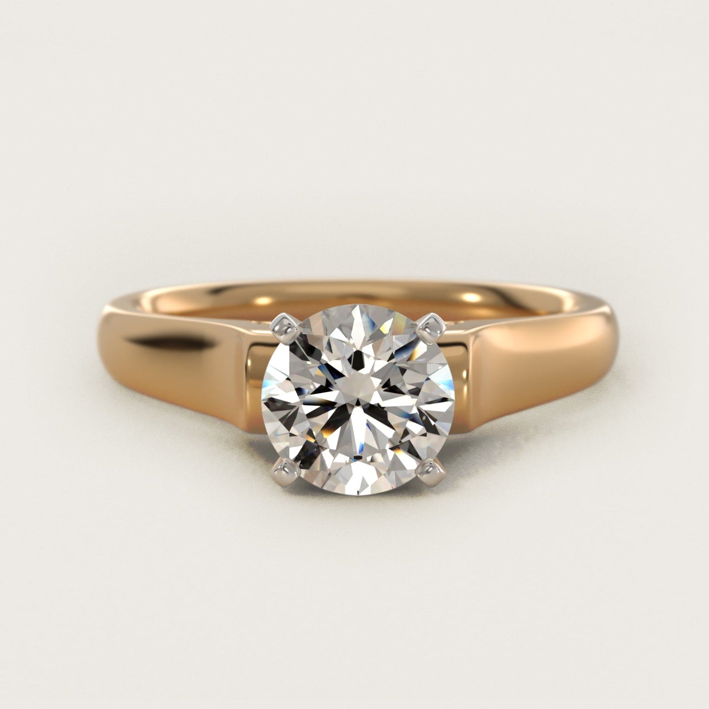 Cathedral Solitaire Plus Diamond Engagement Ring in 18k Yellow Gold By Zac Zac Posen - Round Center